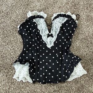 Black and White Polka Dot Lace Corset